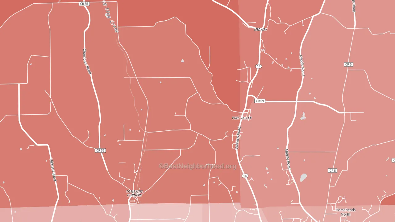 Pine Valley, NY block-group political-lean map