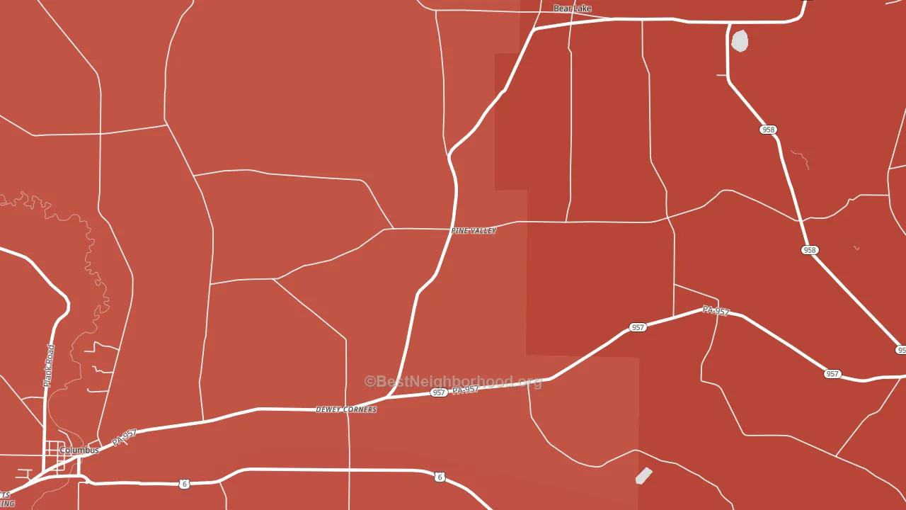 Pine Valley, PA block-group political-lean map