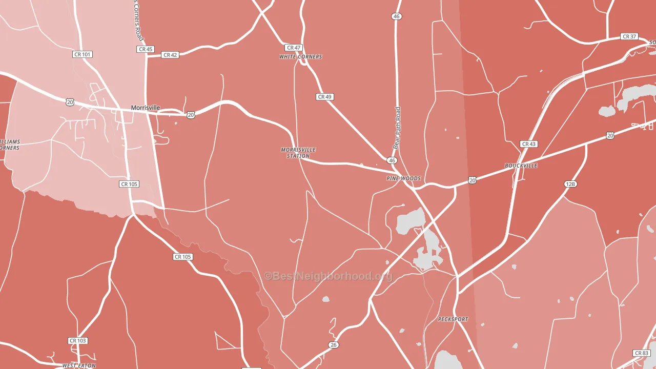 Pine Woods, NY block-group political-lean map