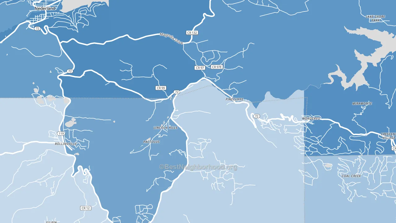Pinecliffe, CO block-group political-lean map