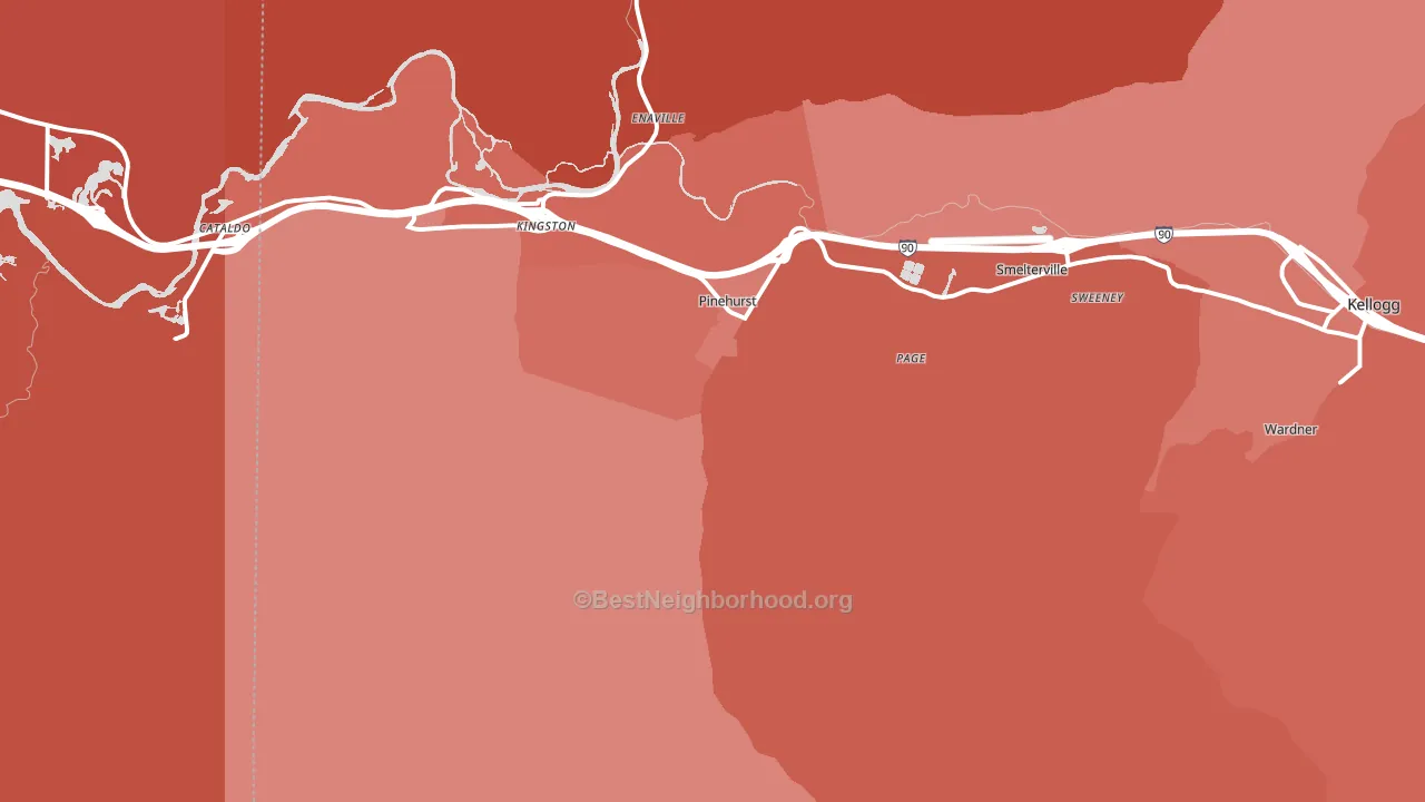 Pinehurst, ID block-group political-lean map