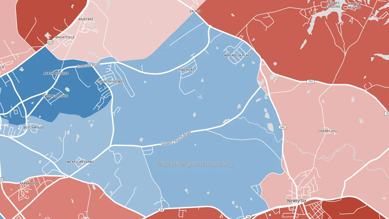 Pinehurst, SC block-group political-lean map