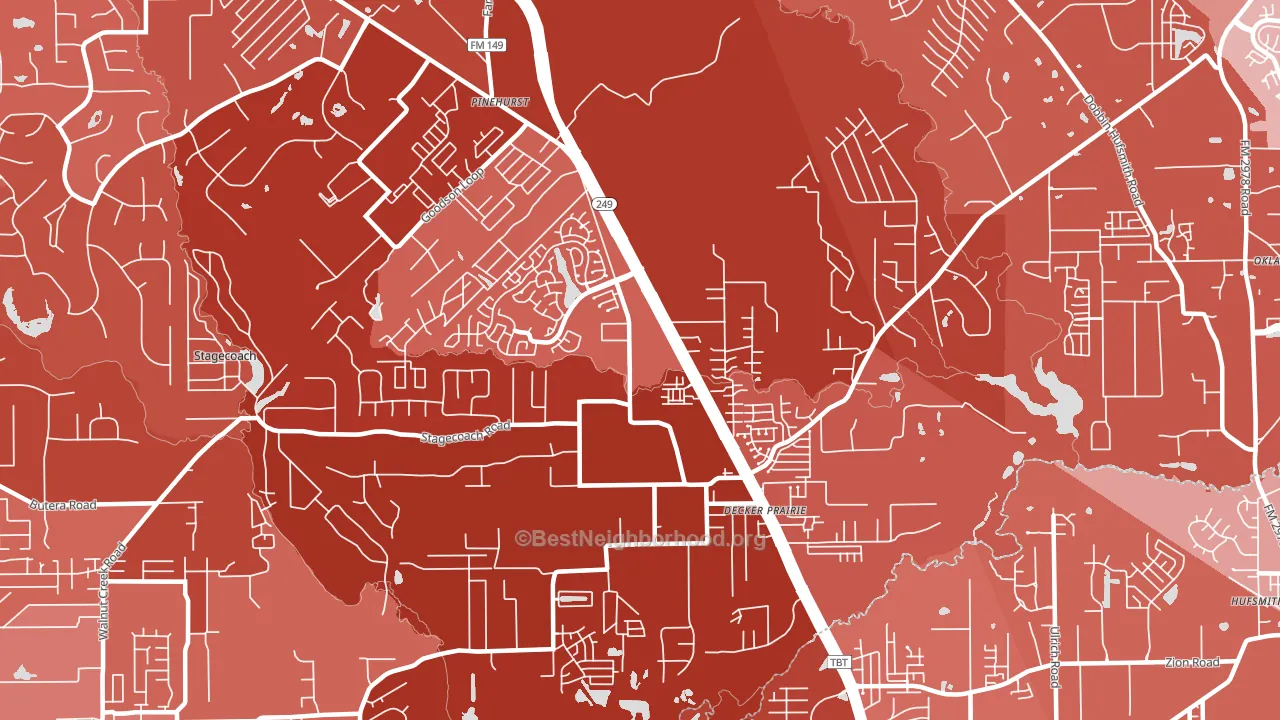 Pinehurst, TX block-group political-lean map