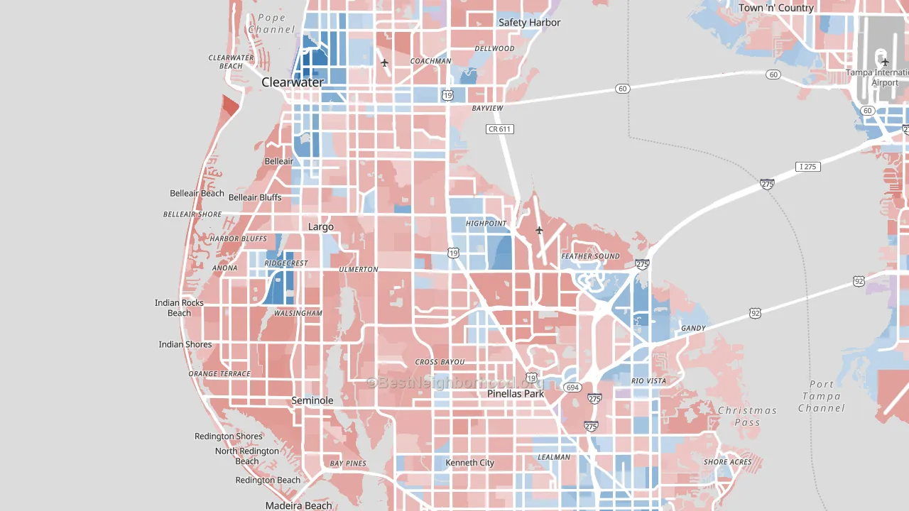 Pinellas County, FL block-group political-lean map