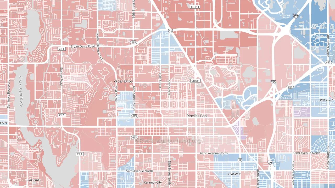 Pinellas Park, FL block-group political-lean map