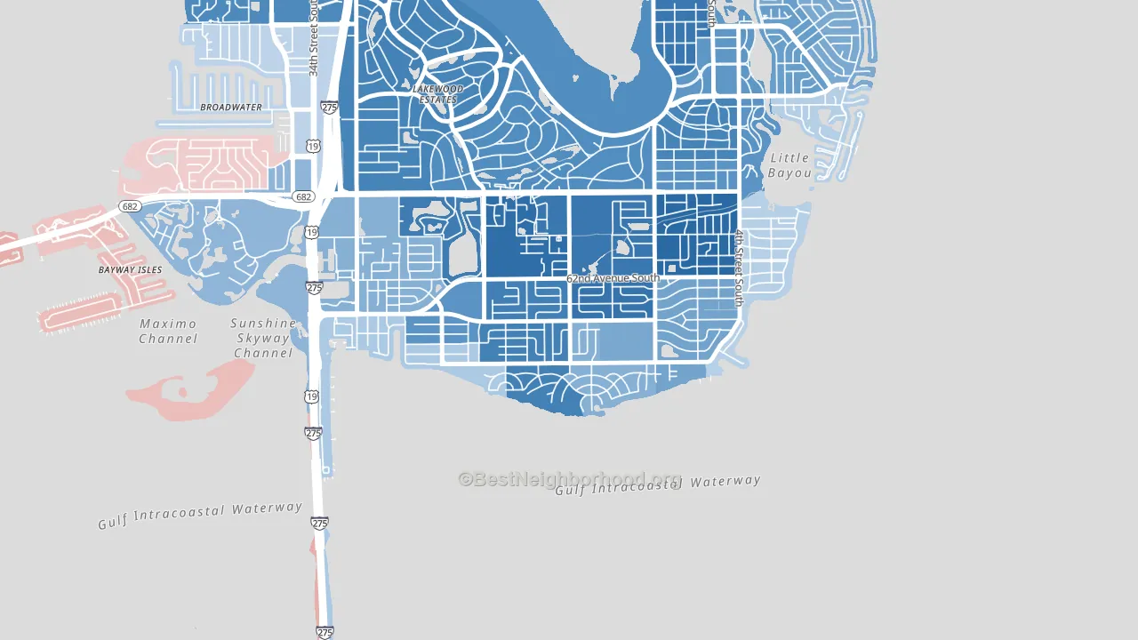 Pinellas Point, St. Petersburg, FL block-group political-lean map