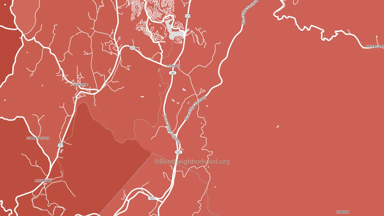 Pineola, NC block-group political-lean map