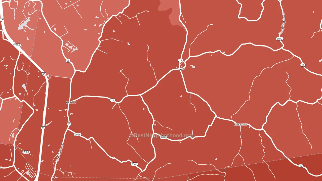 Piner, KY block-group political-lean map