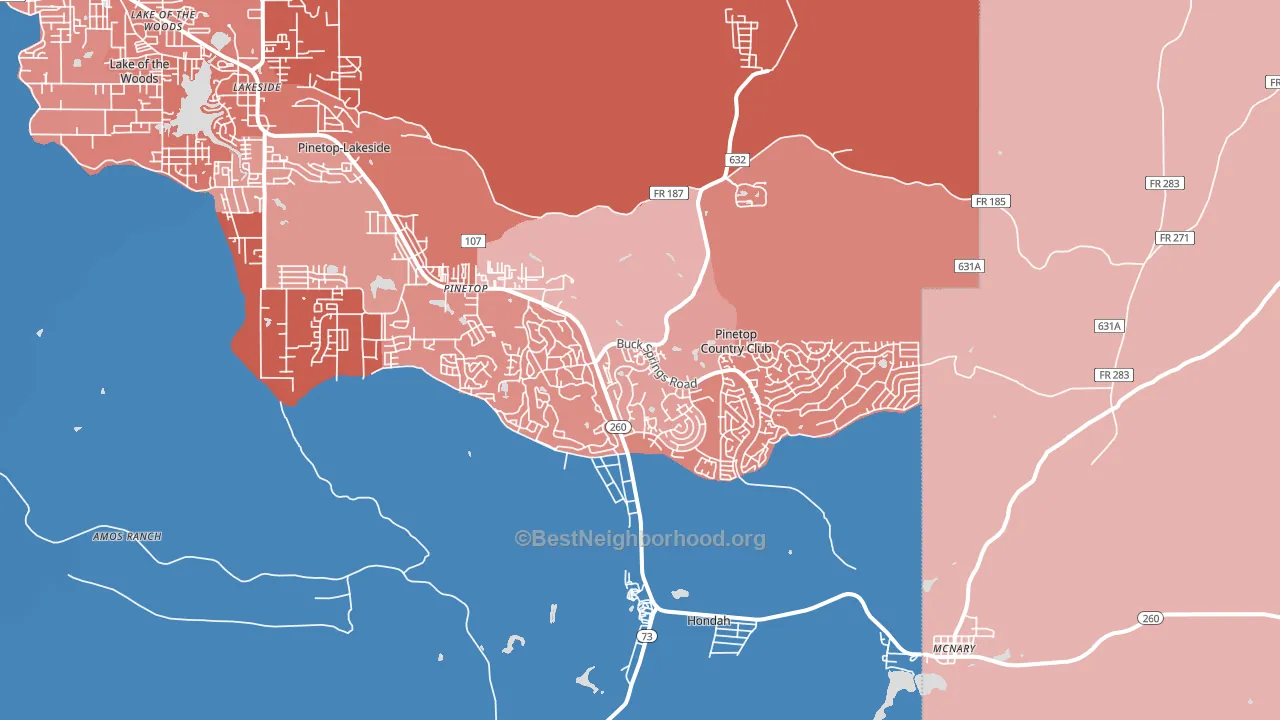 Pinetop, AZ block-group political-lean map