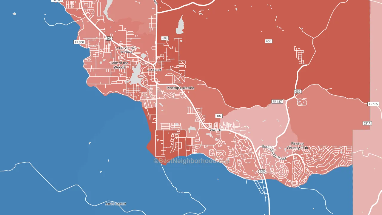Pinetop-Lakeside, AZ block-group political-lean map