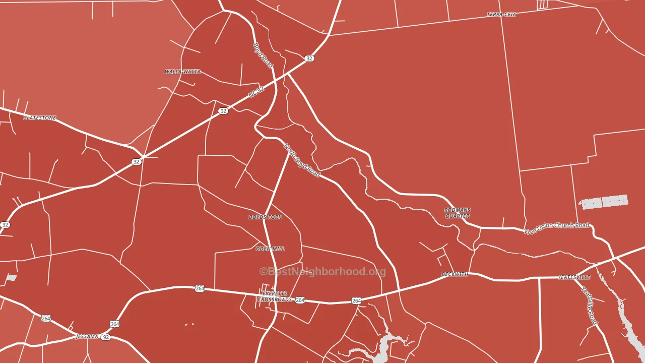 Pinetown, NC block-group political-lean map