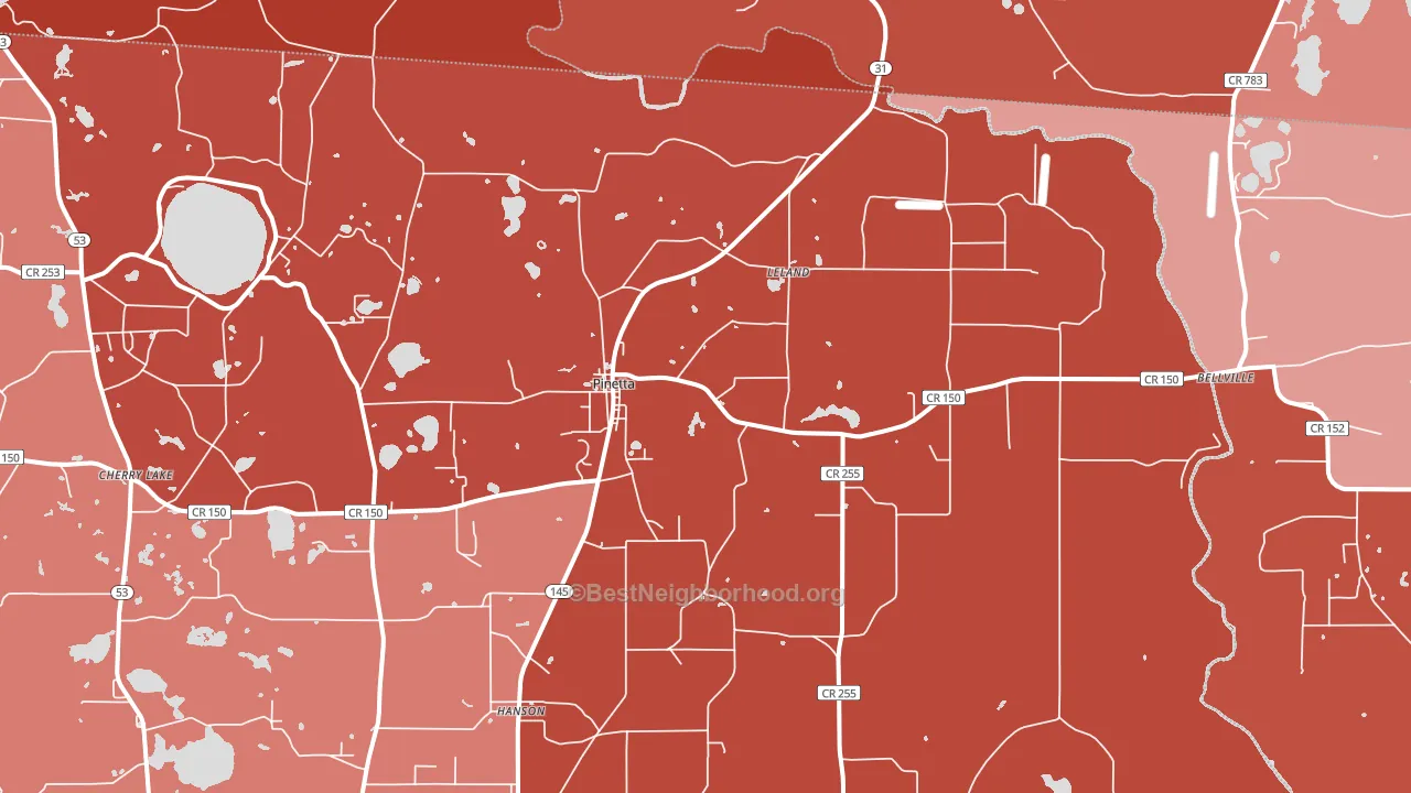 Pinetta, FL block-group political-lean map