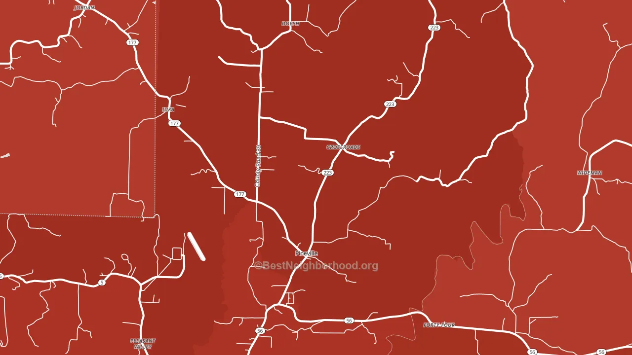 Pineville, AR block-group political-lean map