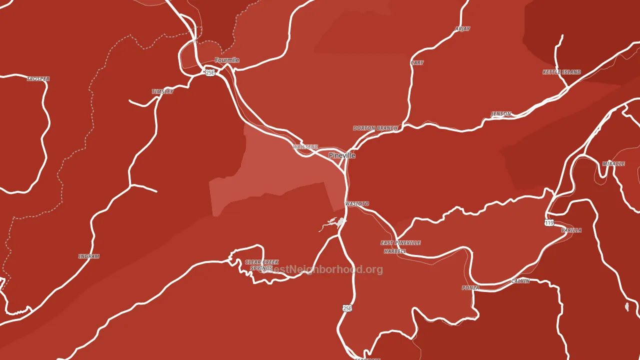 Pineville, KY block-group political-lean map