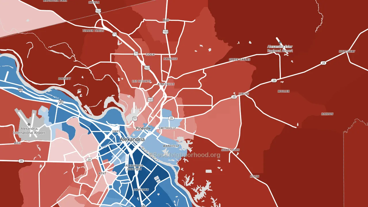 Pineville, LA block-group political-lean map