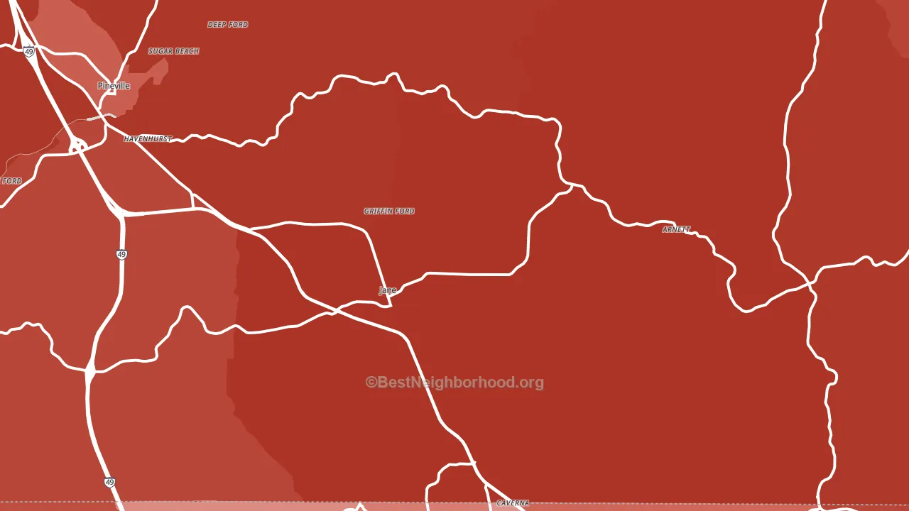 Pineville, MO block-group political-lean map