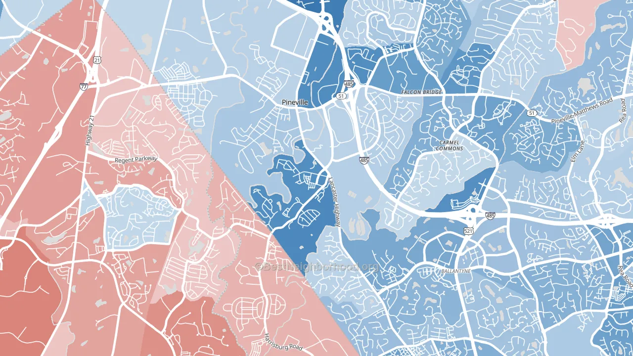 Pineville, NC block-group political-lean map