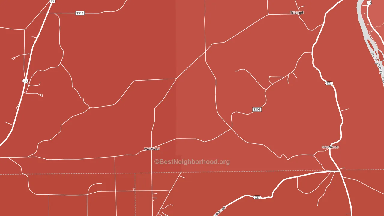 Pineville, PA block-group political-lean map