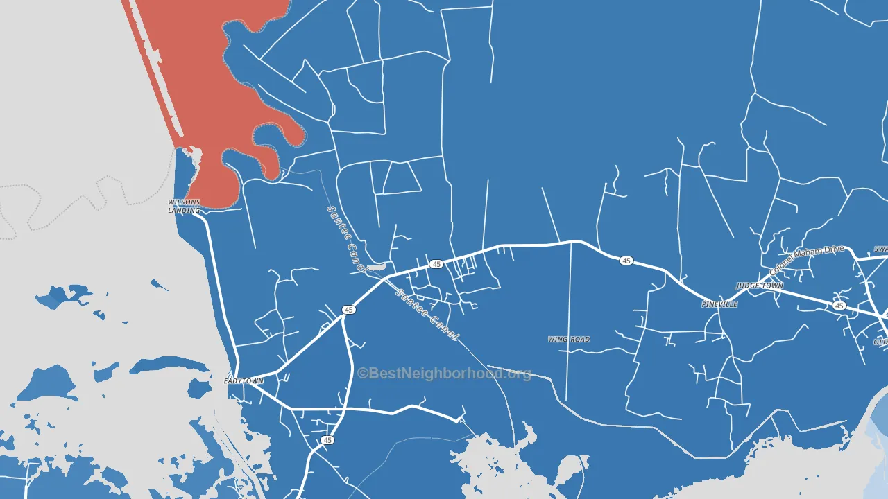 Pineville, SC block-group political-lean map