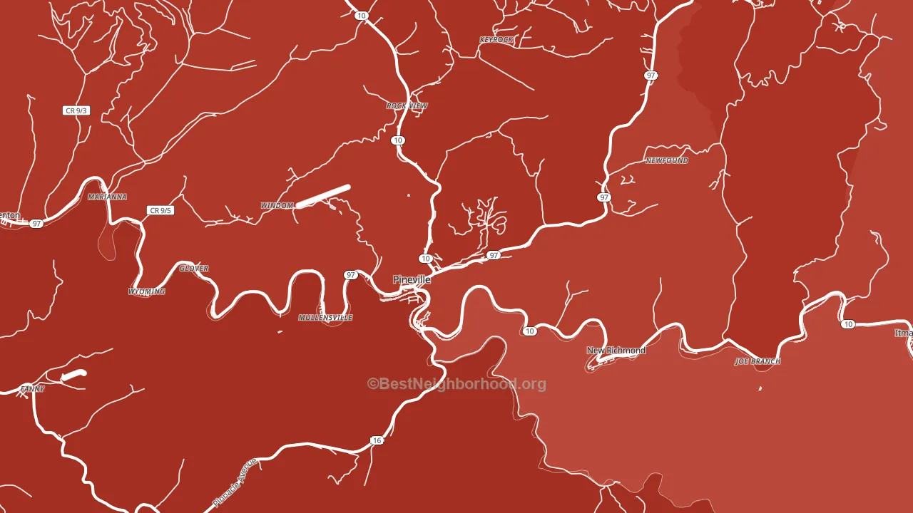 Pineville, WV block-group political-lean map