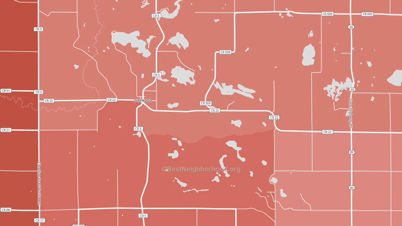 Pinewood, MN block-group political-lean map