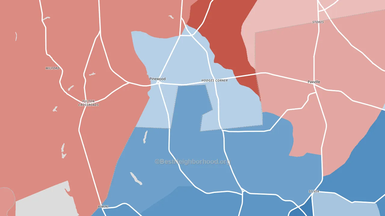 Pinewood, SC block-group political-lean map