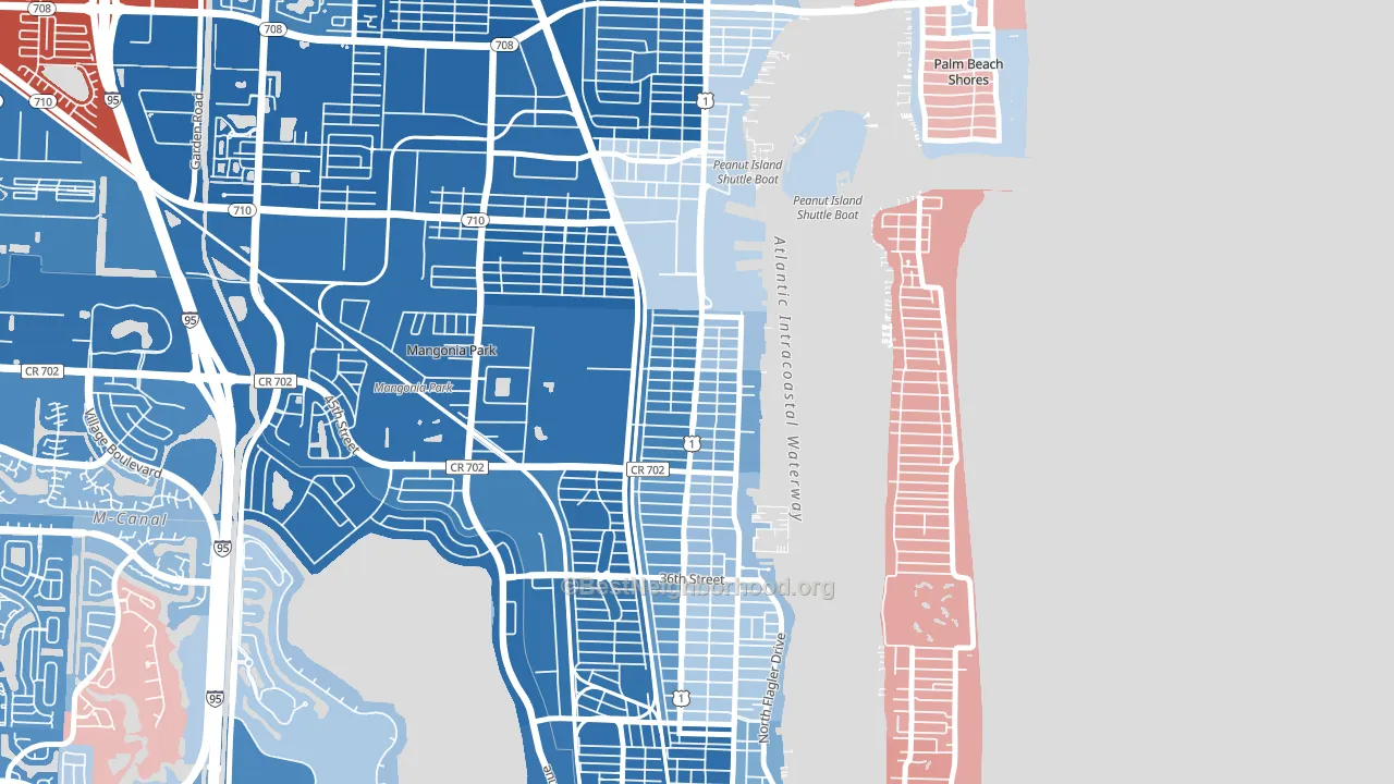Pinewood-West Palm Beach, West Palm Beach, FL block-group political-lean map