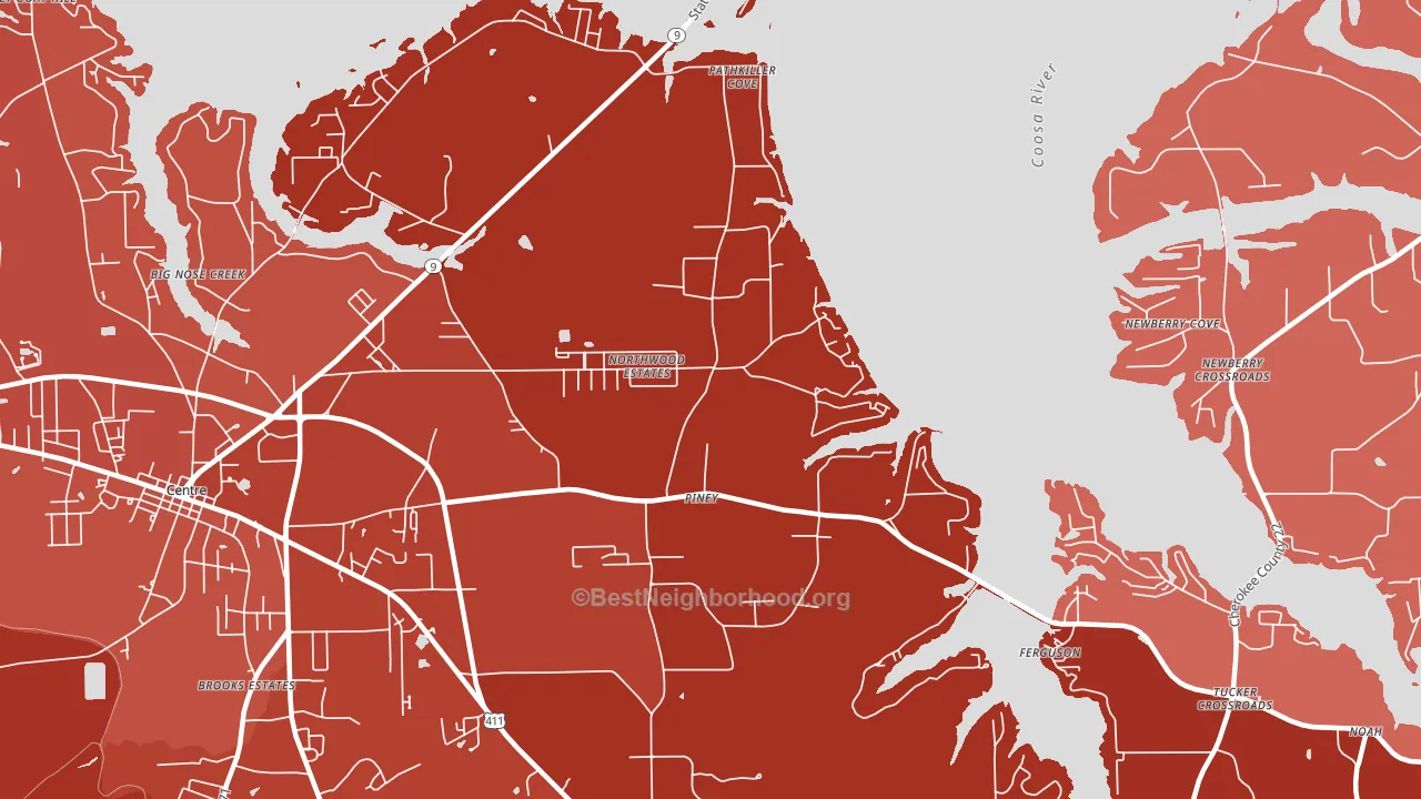 Piney, AL block-group political-lean map