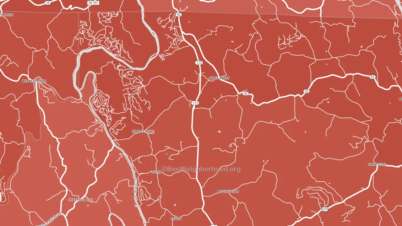 Piney Creek, NC block-group political-lean map