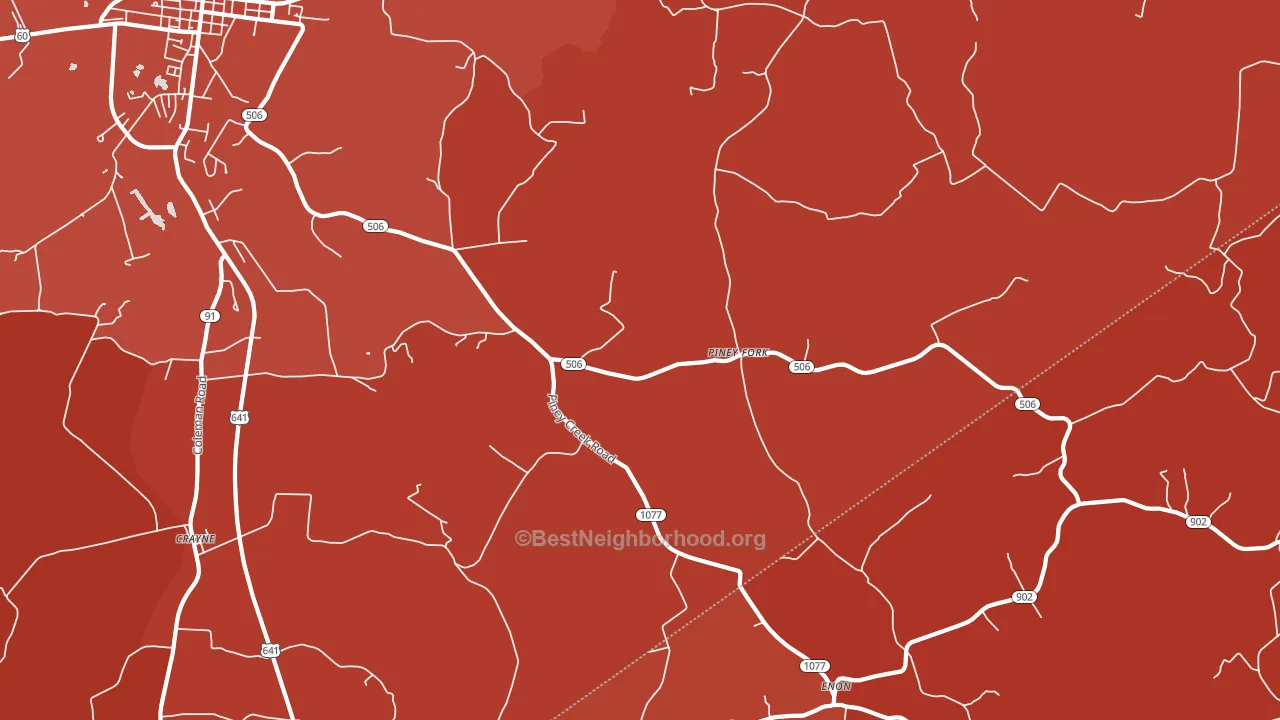 Piney Fork, KY block-group political-lean map