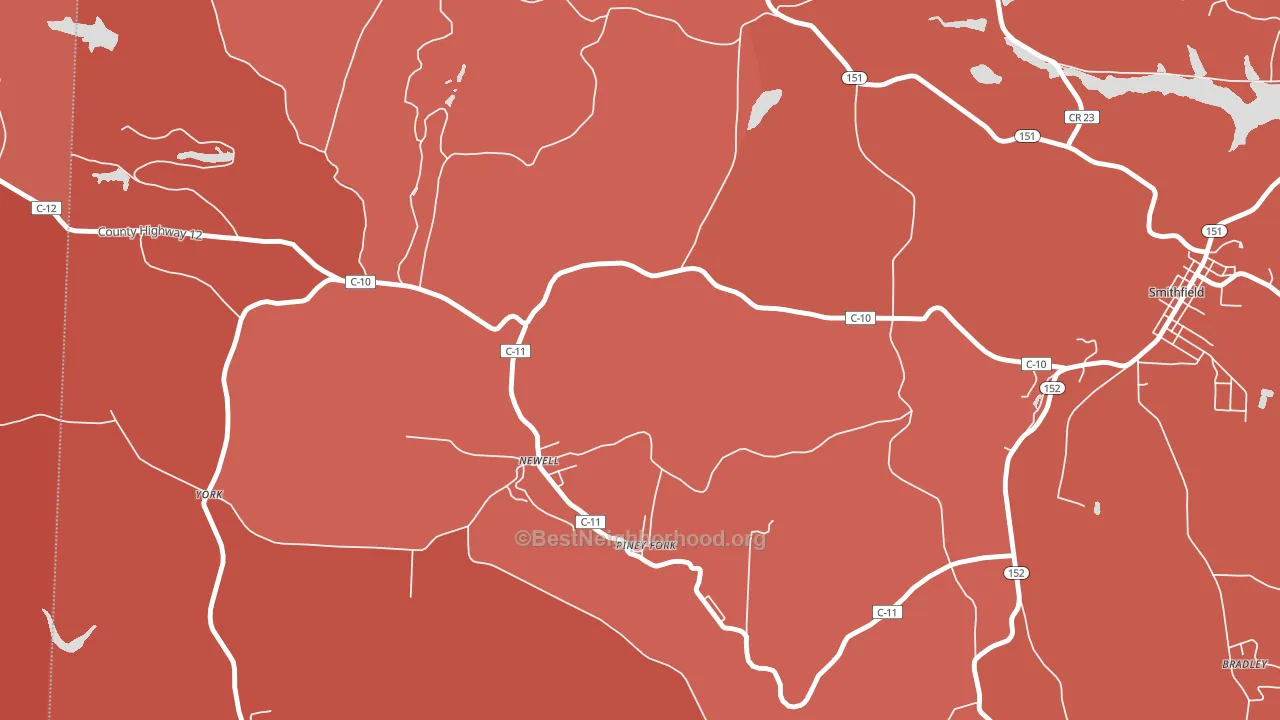 Piney Fork, OH block-group political-lean map