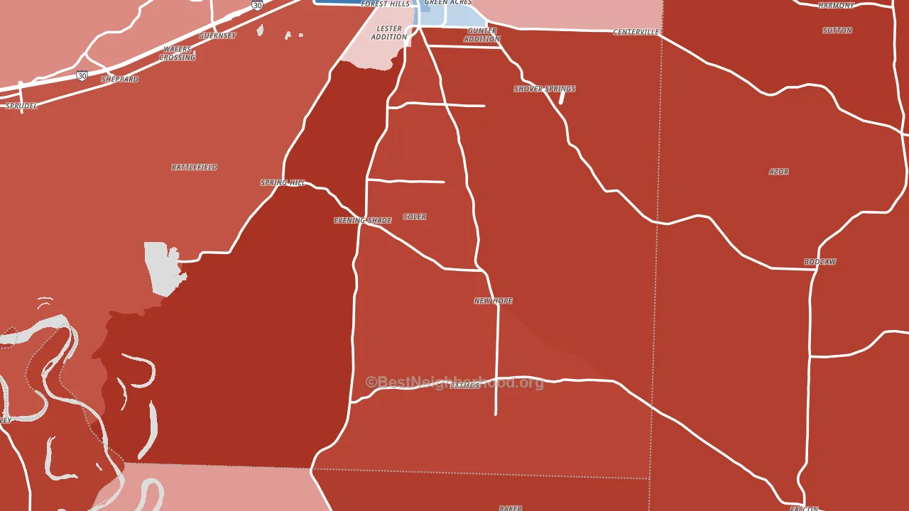 Piney Grove, AR block-group political-lean map