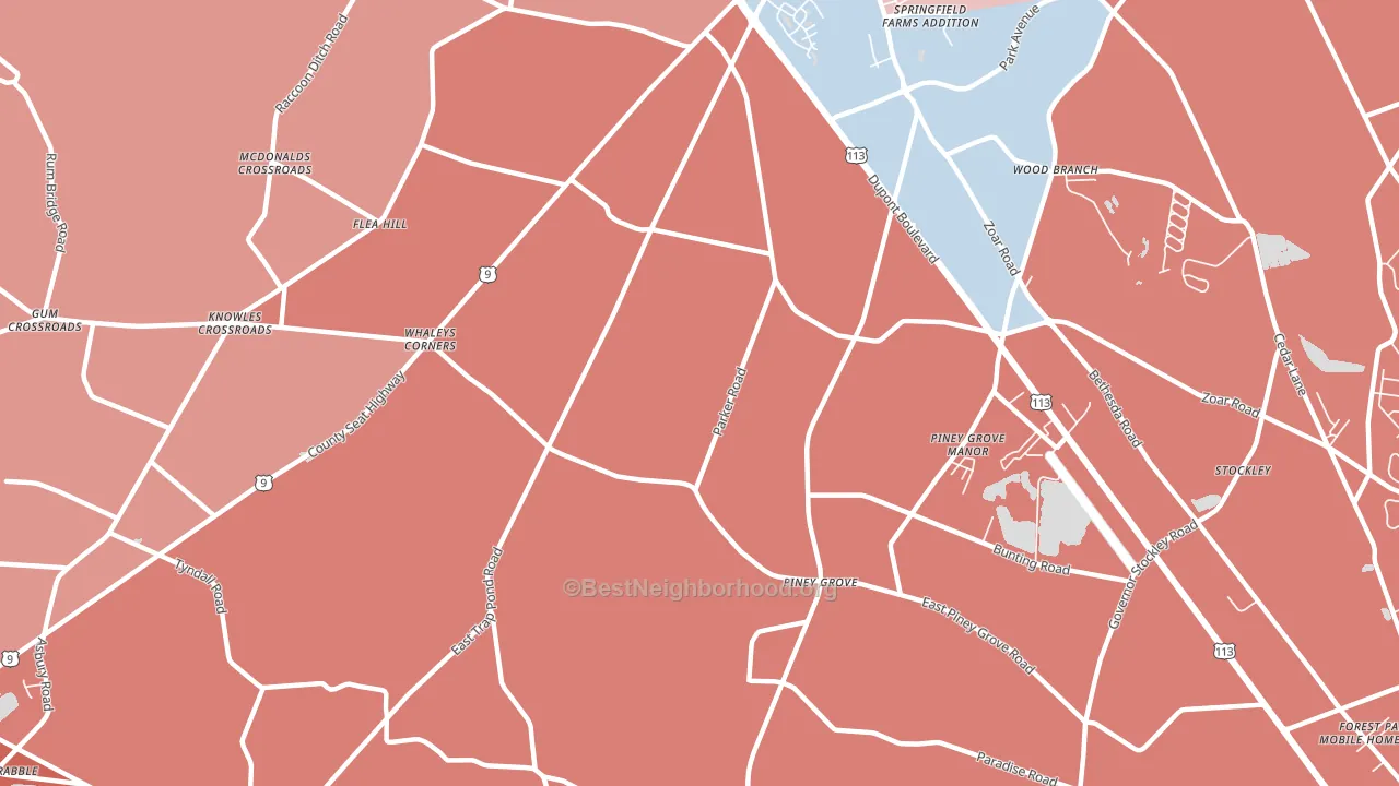 Piney Grove, DE block-group political-lean map