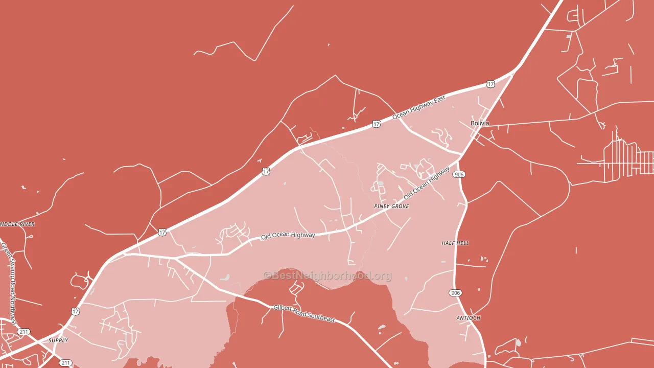 Piney Grove, NC block-group political-lean map