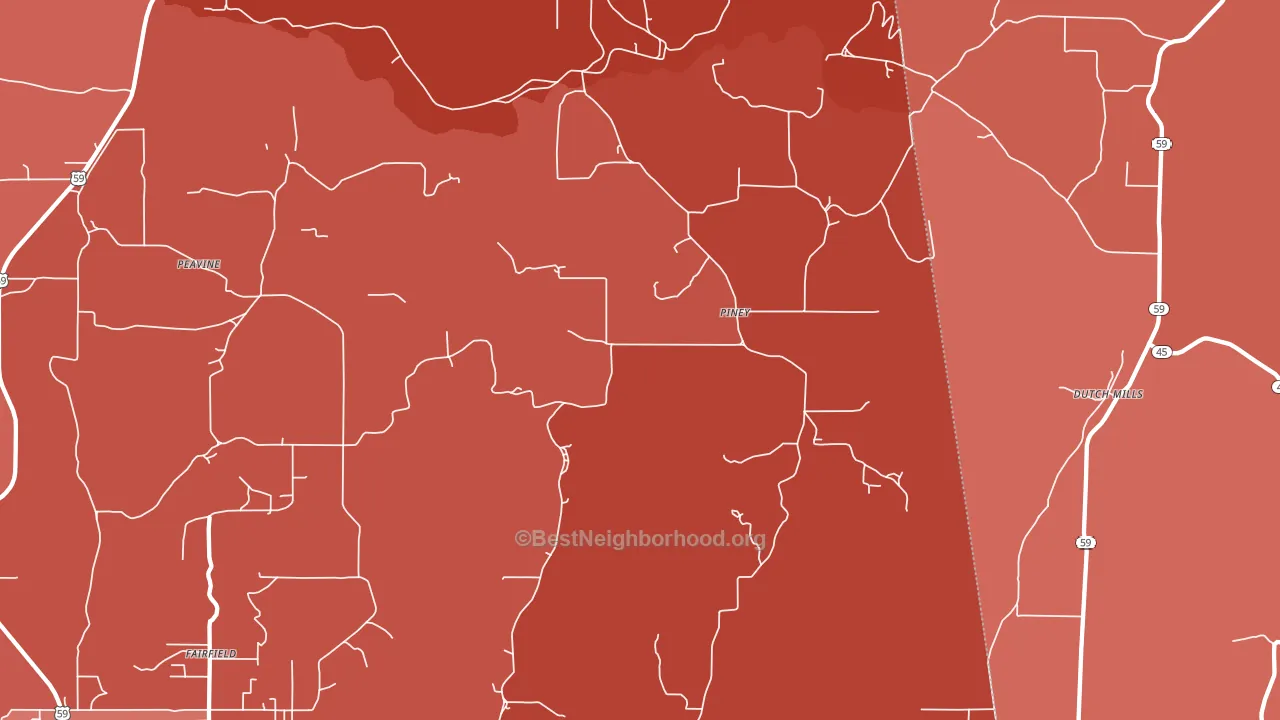 Piney, OK block-group political-lean map
