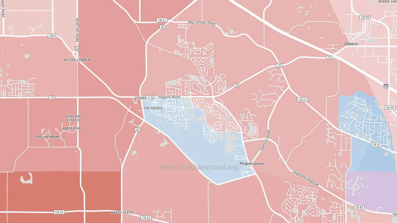 Pingree Grove, IL block-group political-lean map