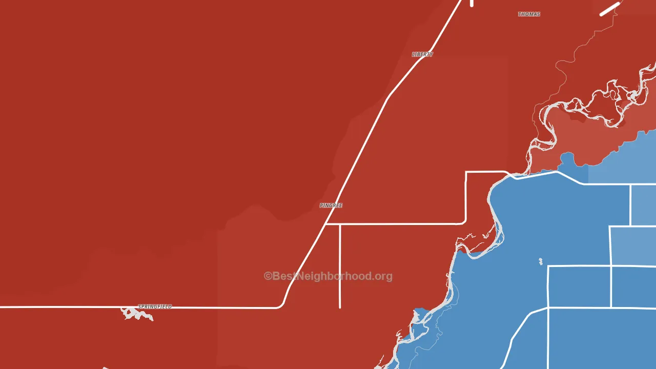 Pingree, ID block-group political-lean map