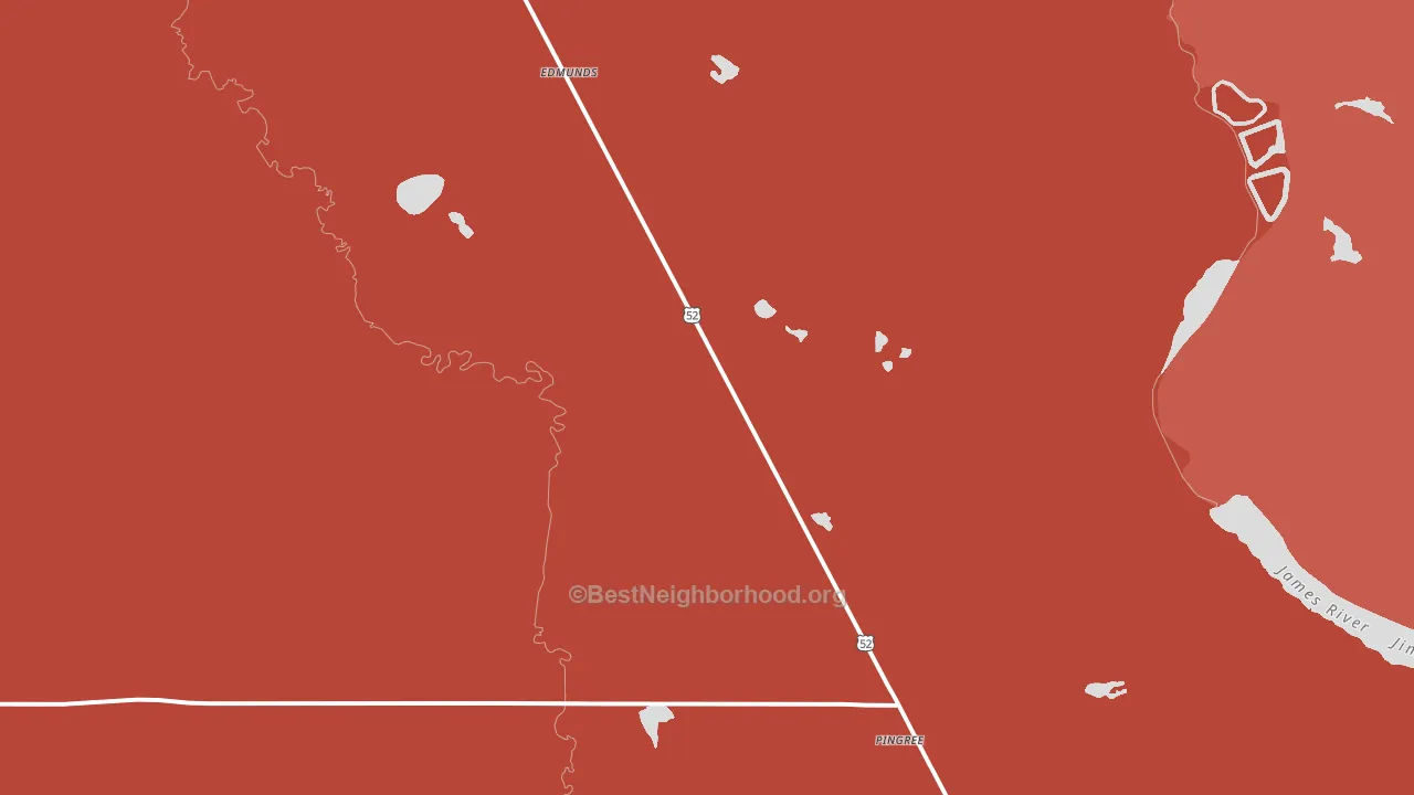 Pingree, ND block-group political-lean map