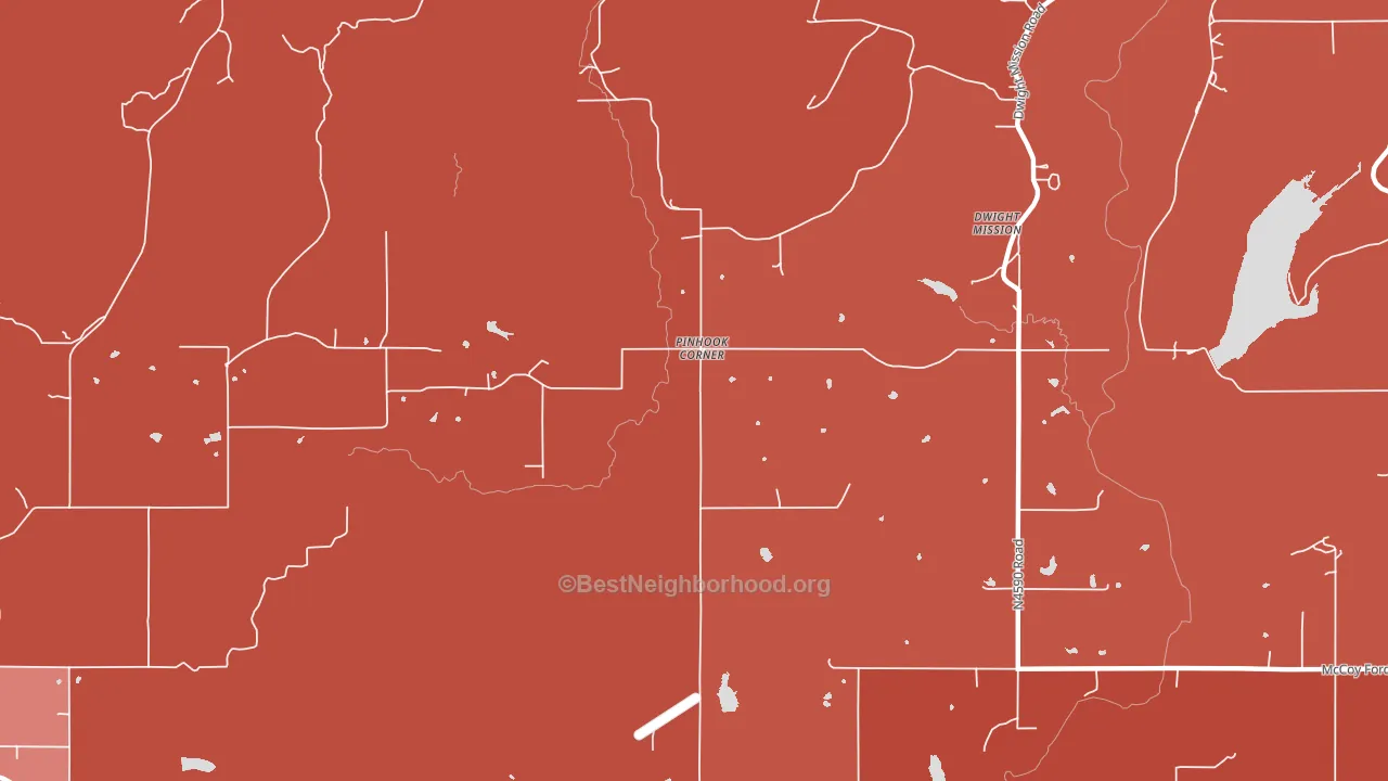 Pinhook Corner, OK block-group political-lean map