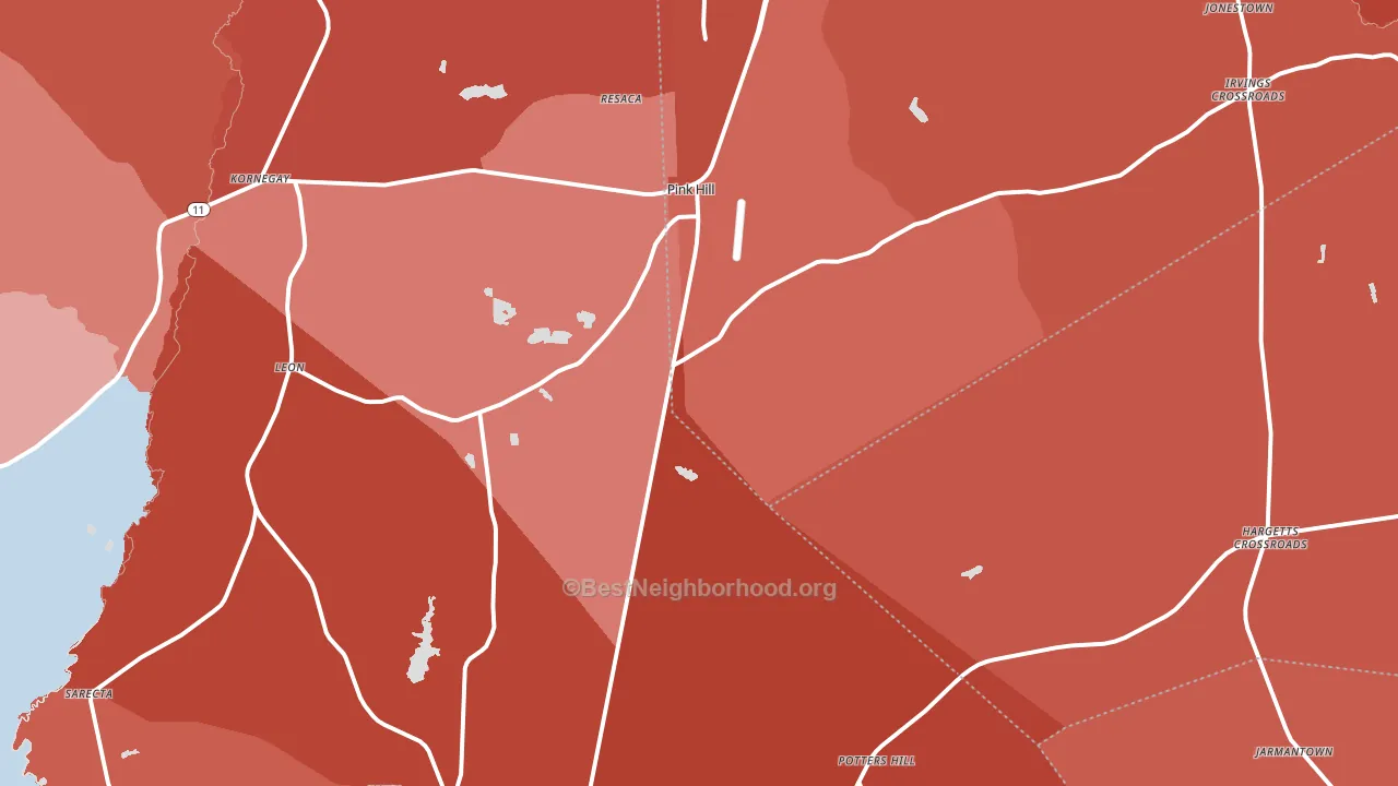 Pink Hill, NC block-group political-lean map