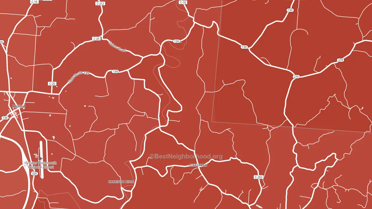 Pinkerman, OH block-group political-lean map