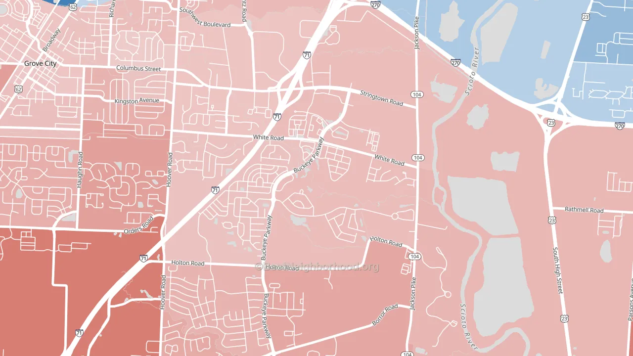Pinnacle Club, Grove City, OH block-group political-lean map