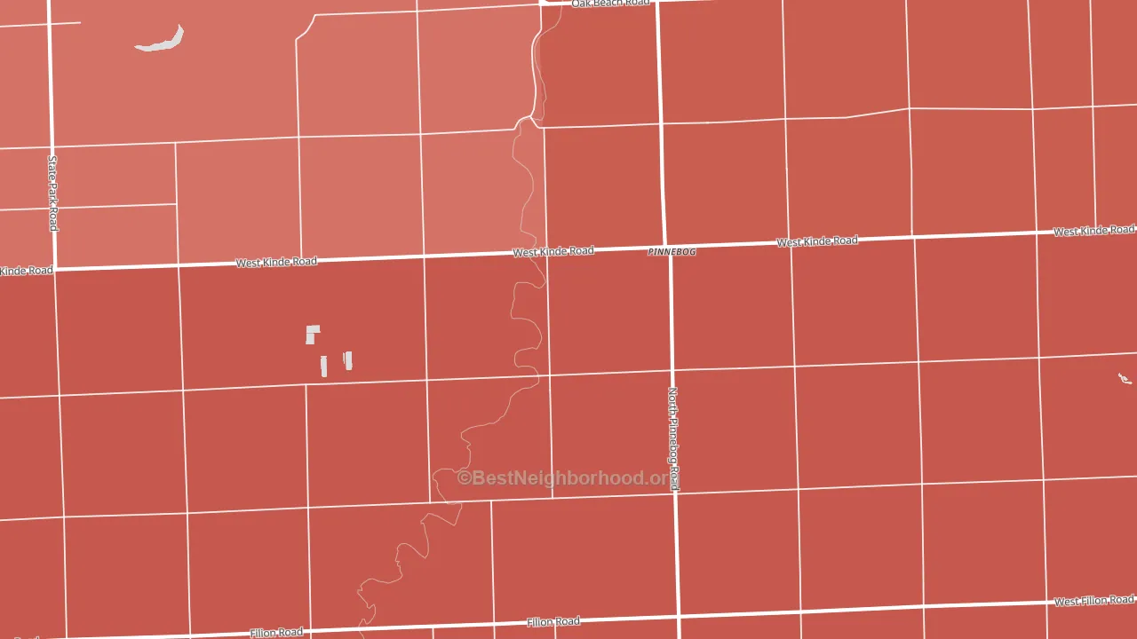 Pinnebog, MI block-group political-lean map
