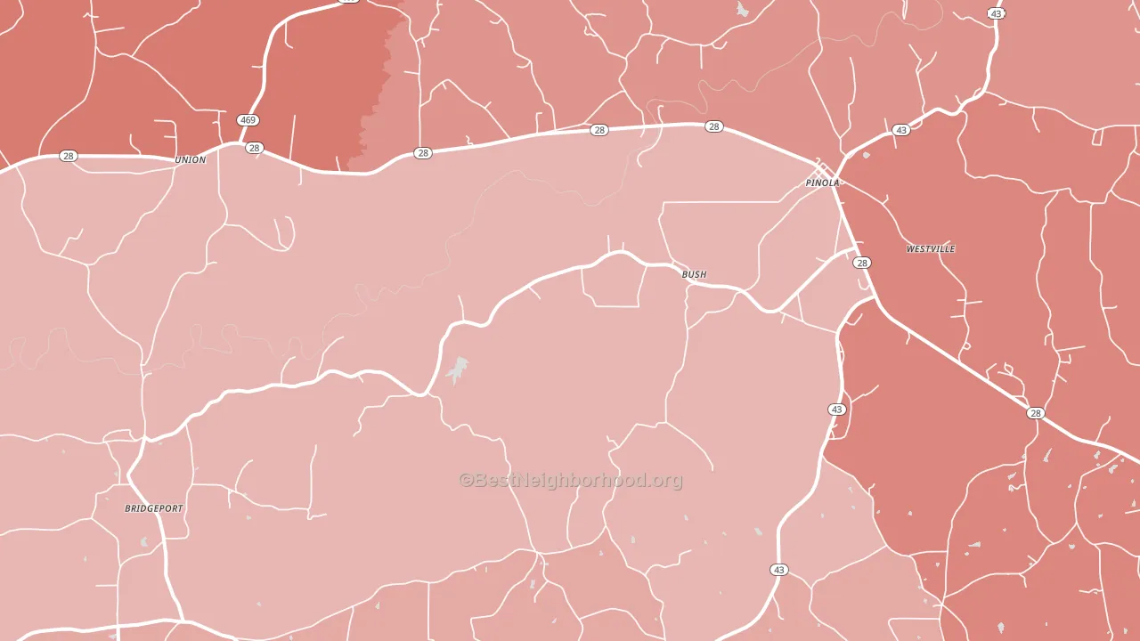 Pinola, MS block-group political-lean map
