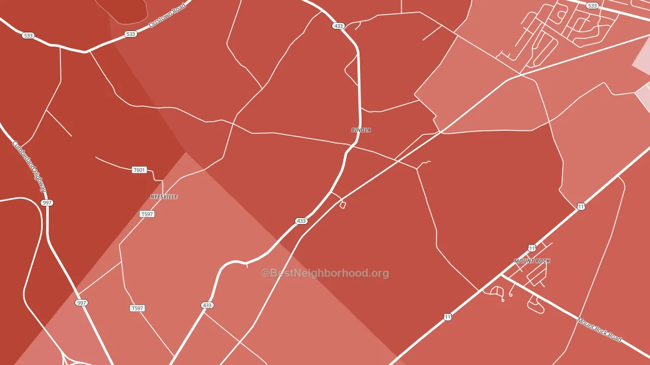 Pinola, PA block-group political-lean map