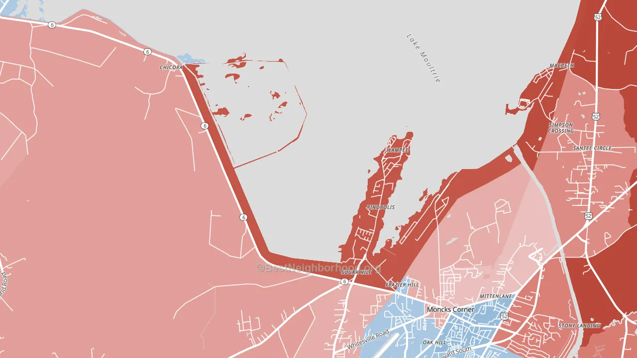 Pinopolis, SC block-group political-lean map