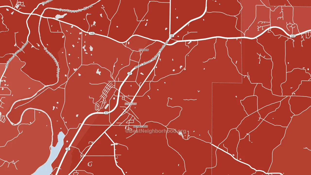 Pinson, GA block-group political-lean map