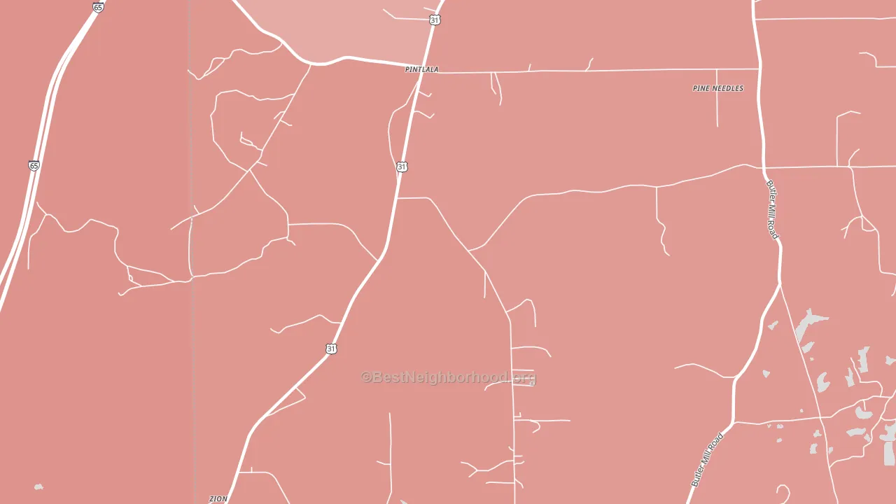 Pintlala, AL block-group political-lean map