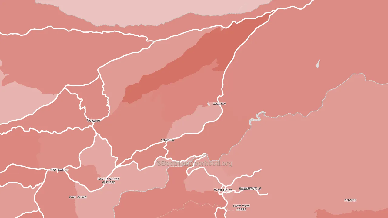 Pioneer, CA block-group political-lean map