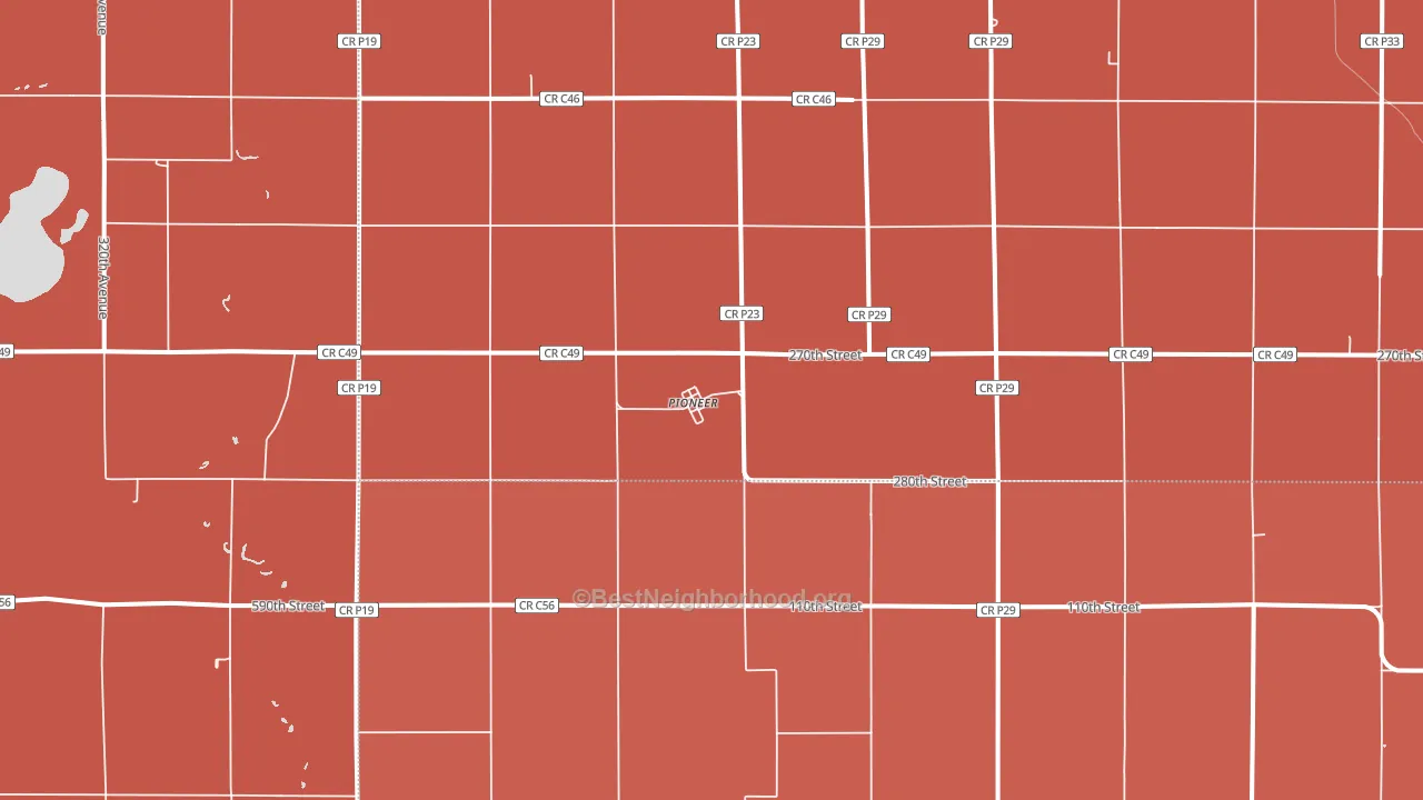 Pioneer, IA block-group political-lean map